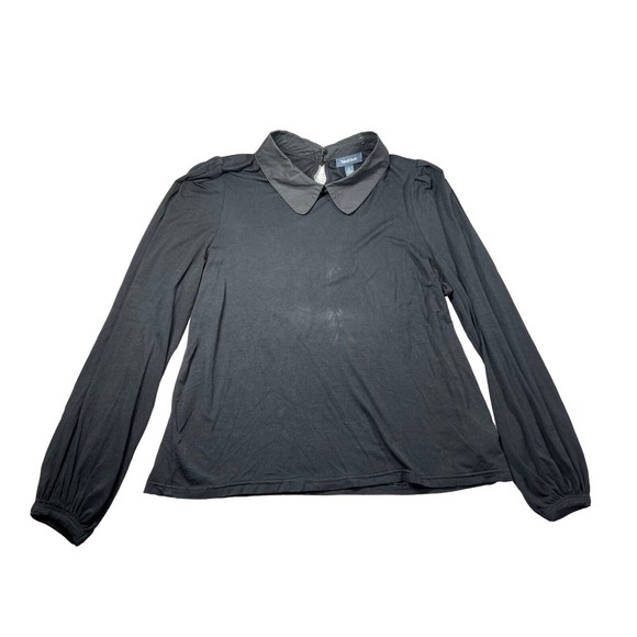 Heightened Sensibilities Collared Top‎ ModCloth Large Black Retro - Picture 1 of 9